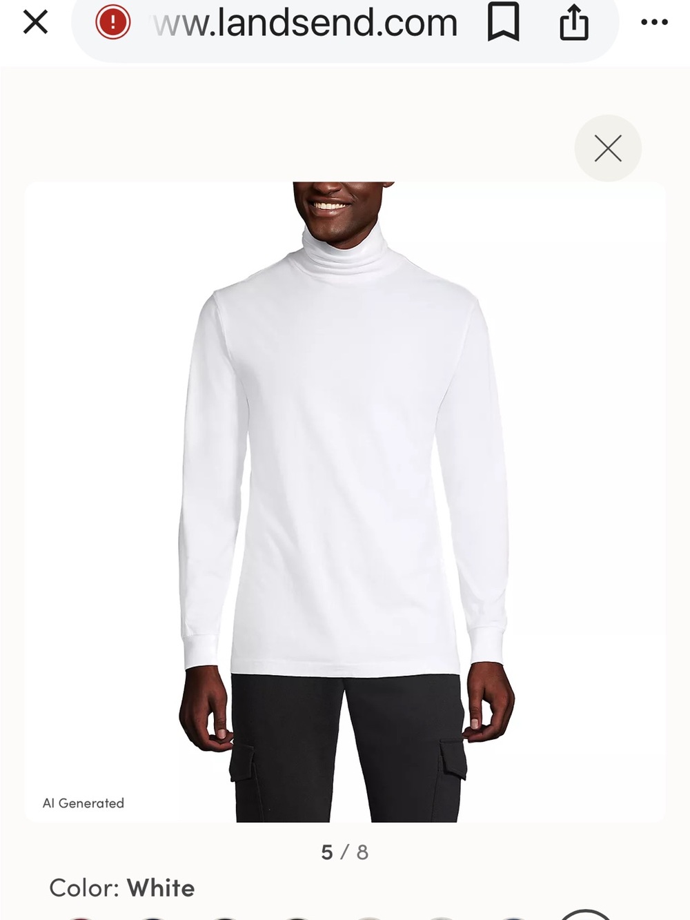 Lands End 100% SUPIMA COTTON Men’s Turtleneck